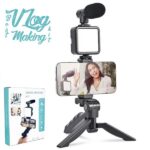 AY-49 VIDEO MAKING KIT VLOGGING TRIPOD TRIPLE BAND LIGHT WITH MICROPHONE