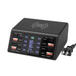 100W 8-PORT CHARGING STATION FOR MULTIPLE DEVICES WITH 4 USB QC 3.0+4 TYPE-C PD PORTS WIRELESS MULTI FAST CHARGING HUB