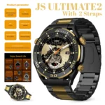 Js Ultimate2 Call Smart Watch With 2 Straps (silicone Strap/steel Belt) Gold Style