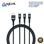 Logilink 3in1 USB to Micro/type C/iphone Nylon Data Cable Fast Charging - Image 2
