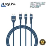 Logilink 3in1 USB to Micro/type C/iphone Nylon Data Cable Fast Charging - Image 3