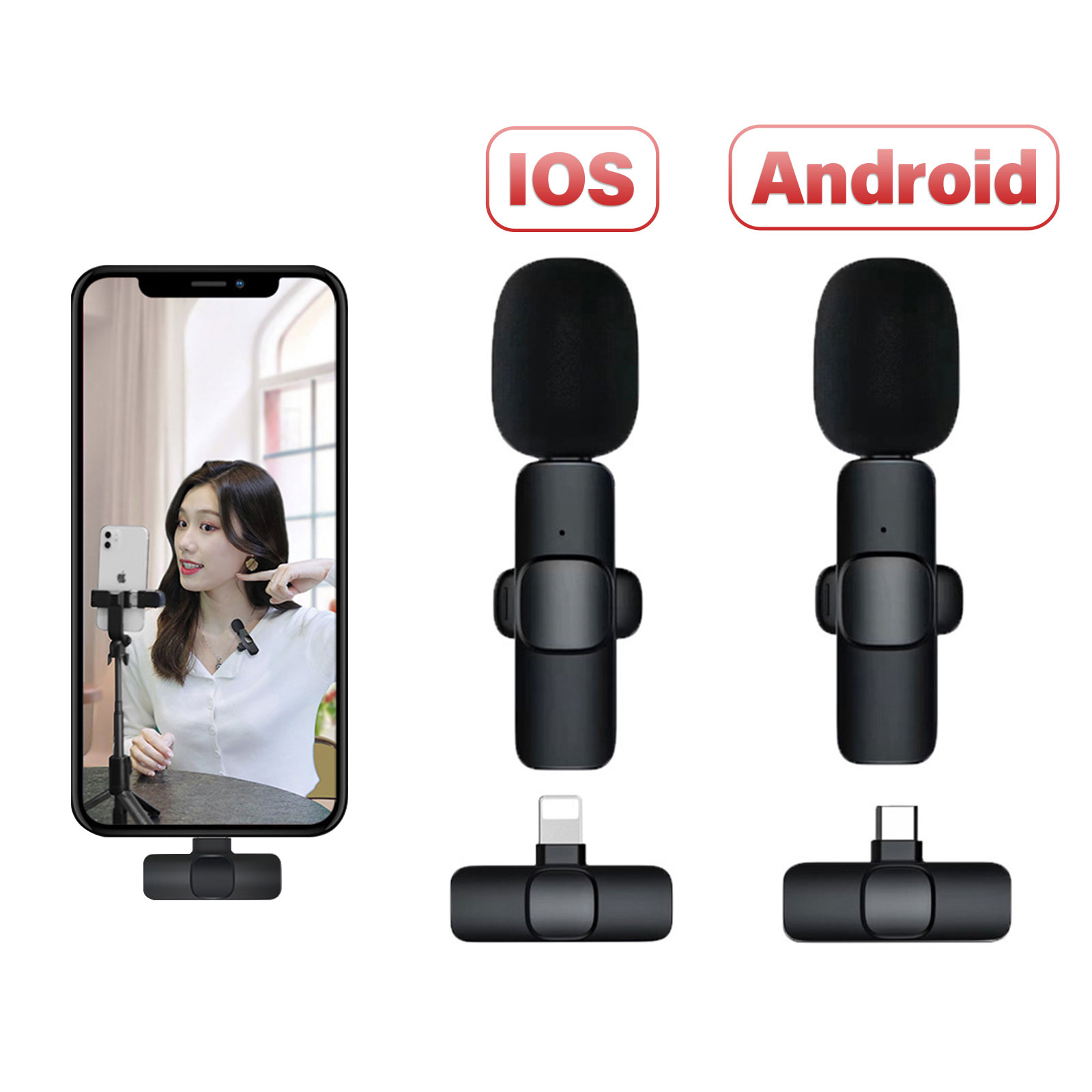 K11 2 IN 1 Collar Wireless Microphone Iphone/Android & Type C Supported - Image 1