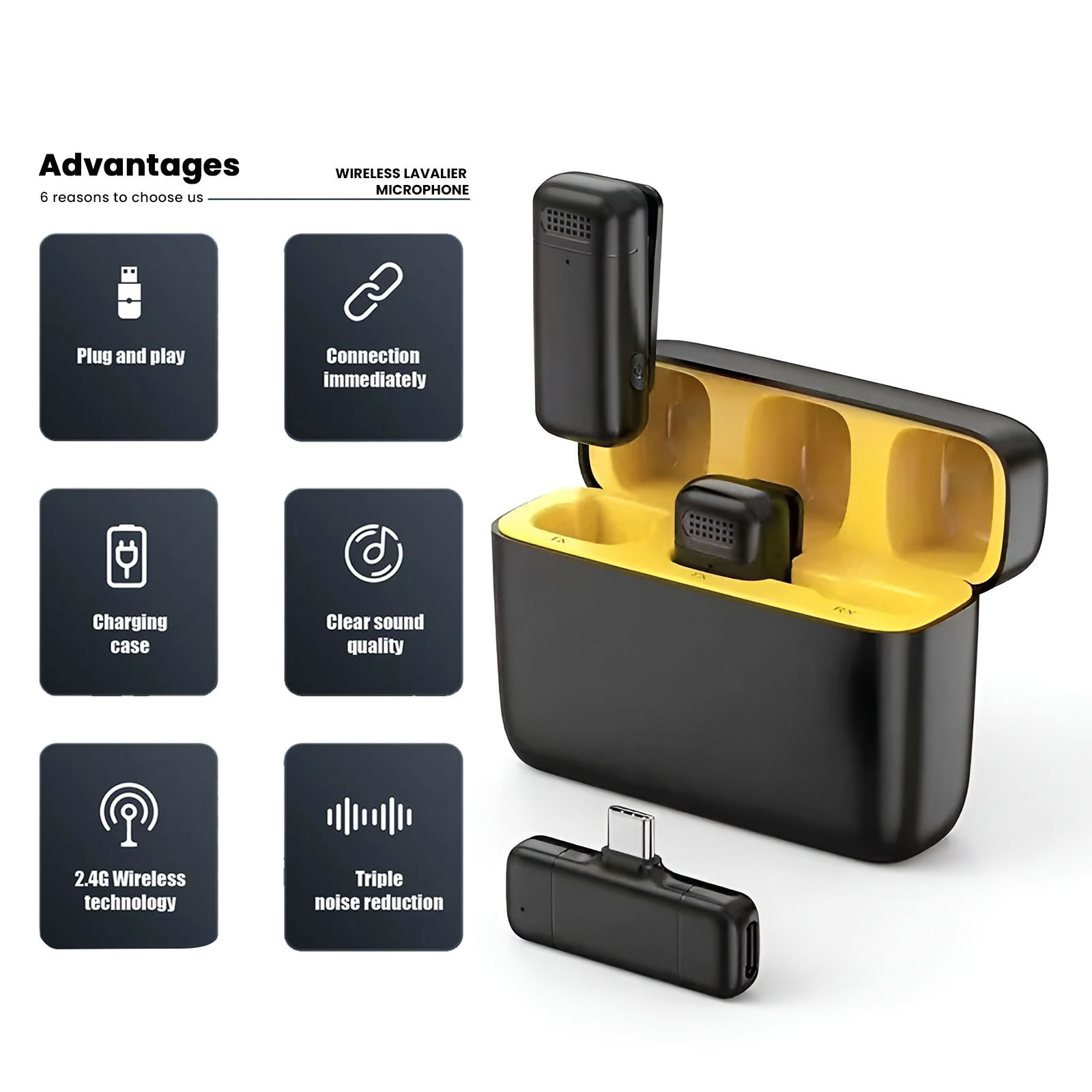 K13 Type-C ANC Dual Wireless Lavalier Microphone - Image 1