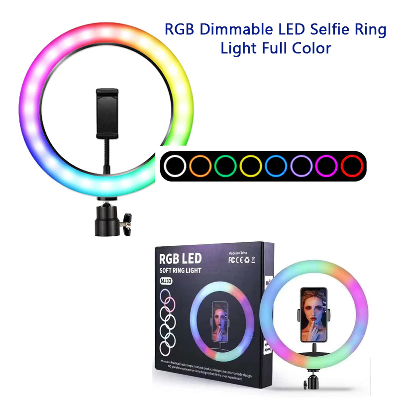 MJ33CM RGB LED STUDIO CAMERA RING LIGHT PHOTOGRAPHY WITH MOBILE HOLDER - Image 1