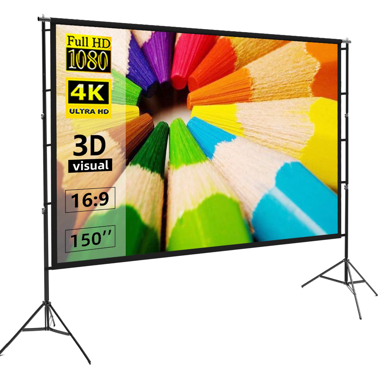 Projector Screen 150 Inch Tripod Potable Double Stand 8x10 Feet 4:3MW Speed-X - Image 1