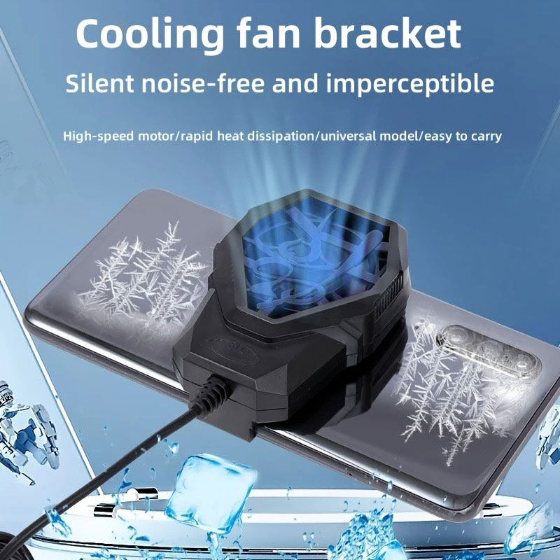 S-72 PORTABLE MOBILE PHONE QUIET COOLING FAN HEAT DIFFUSER RADIATOR WITH LIGHT - Image 1