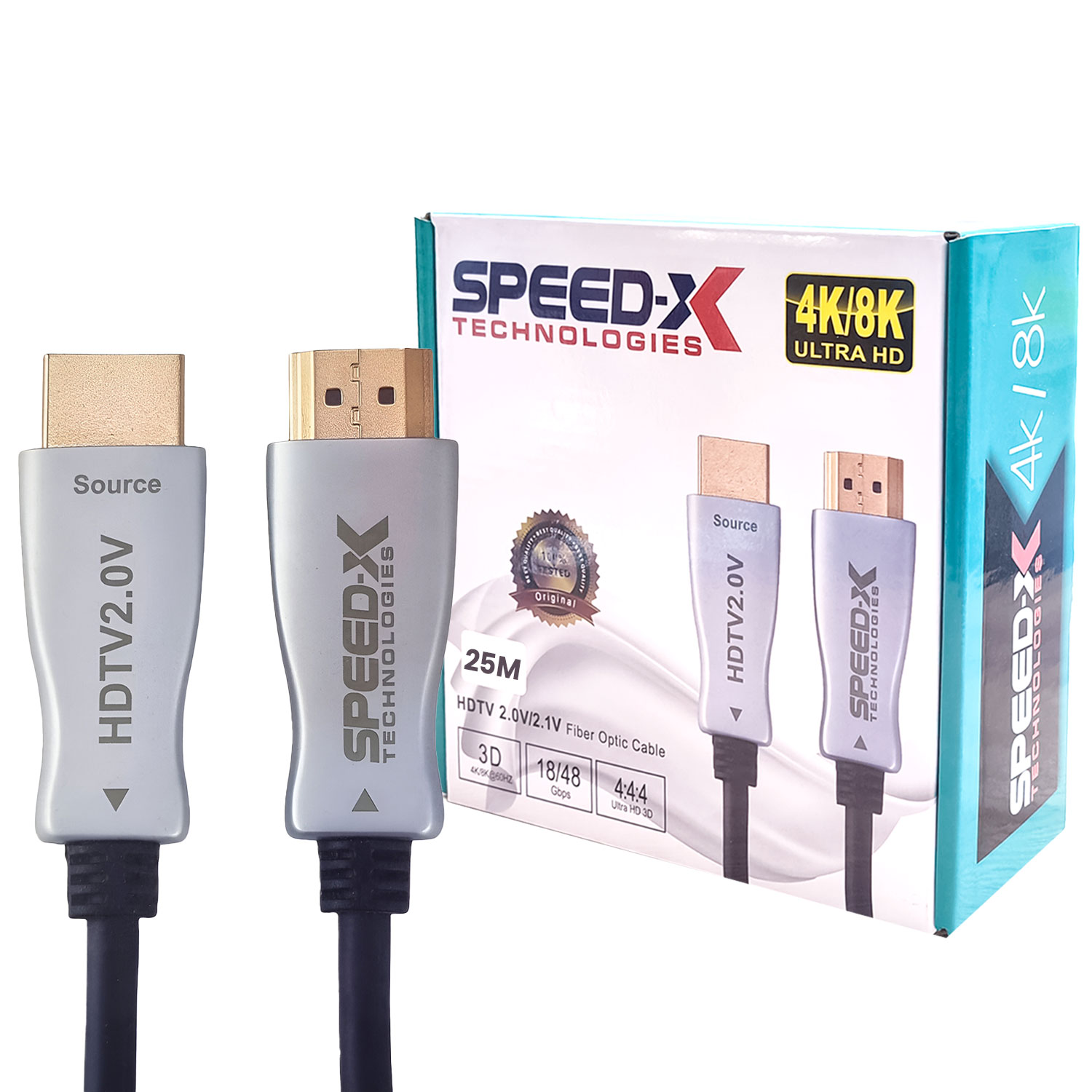 SPEED-X 25M FIBER HDMI CABLE 2.0/2.1 AOC(ACTIVE OPTICAL CABLE) 30AWG COPPER SUPPORT 4K 8K UHD (FULL LENGTH) - Image 1