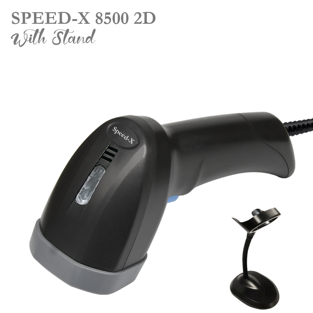 SPEED-X 8500 2D WIRE CMOS HANDHELD BARCODE SCANNER WITH STAND - Image 1